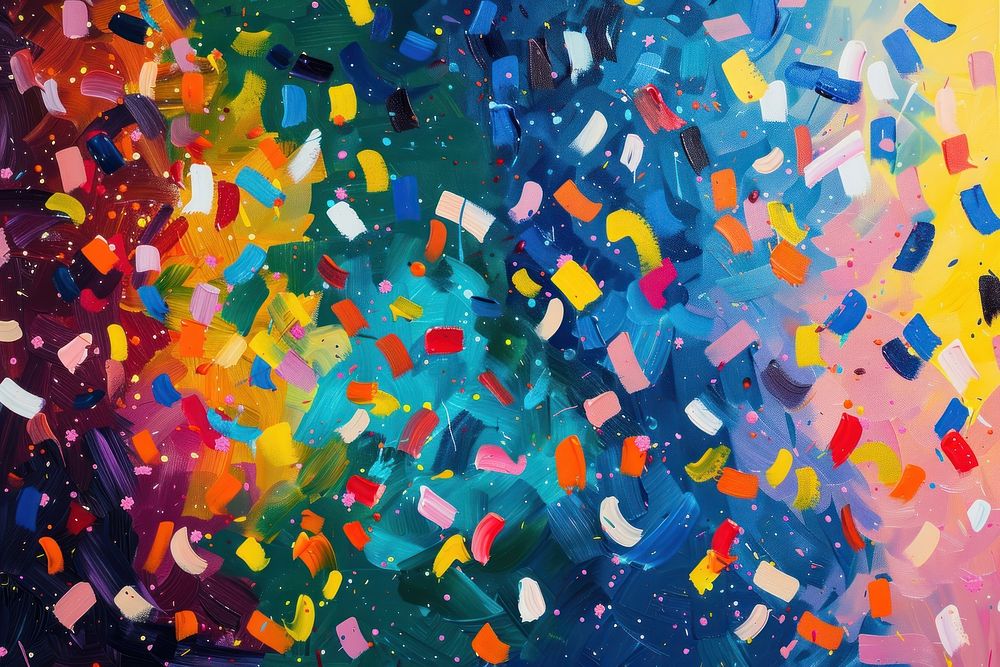 A lively celebration confetti paper art.