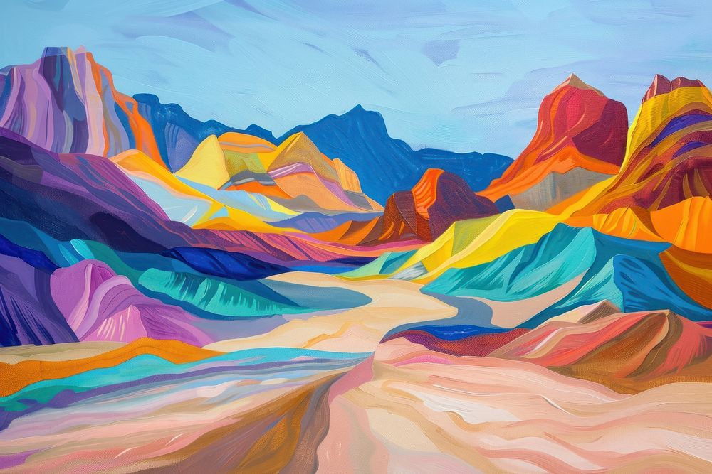 A serene desert landscape painting outdoors nature.