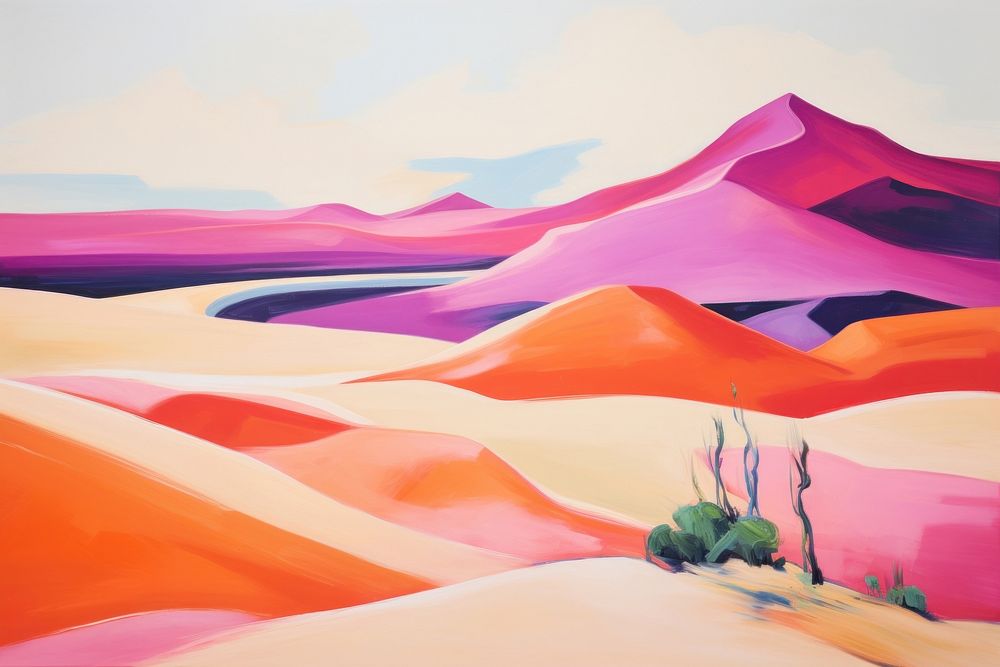 A surreal desert landscape painting outdoors nature.