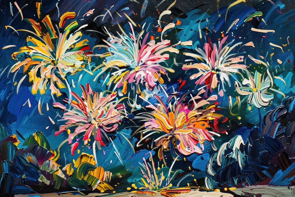 A festive fireworks display painting graphics pattern.