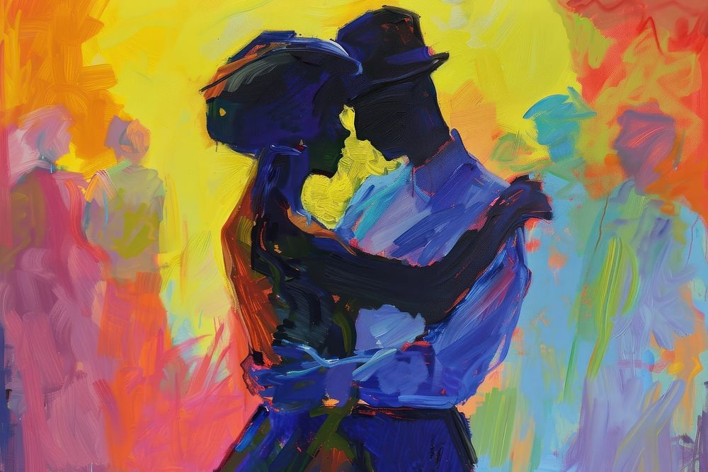 Couple dancing painting recreation person.