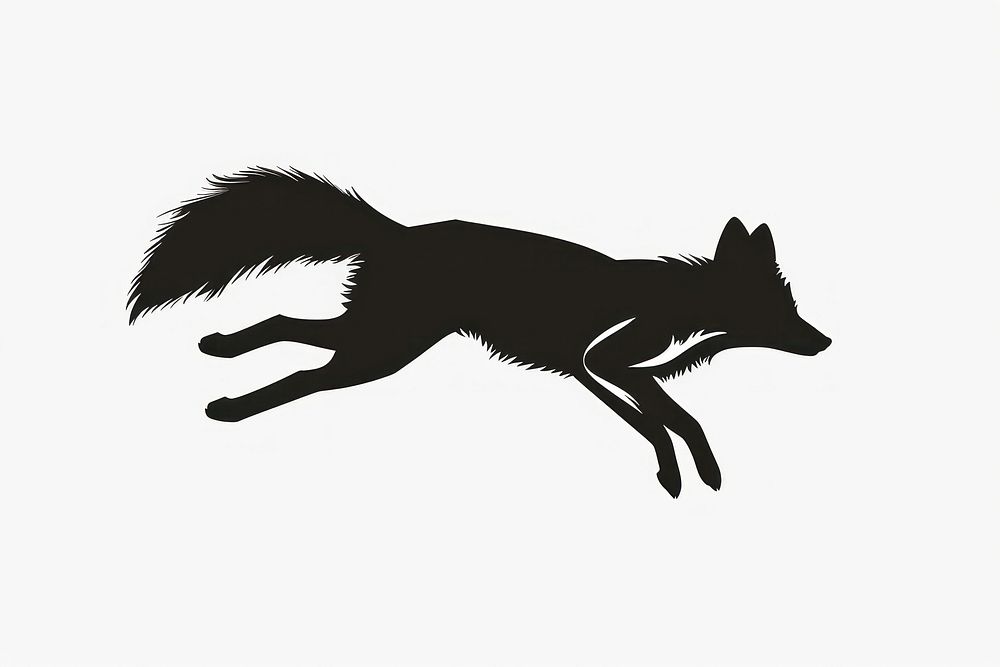 Fox jump silhouette kangaroo wildlife stencil.