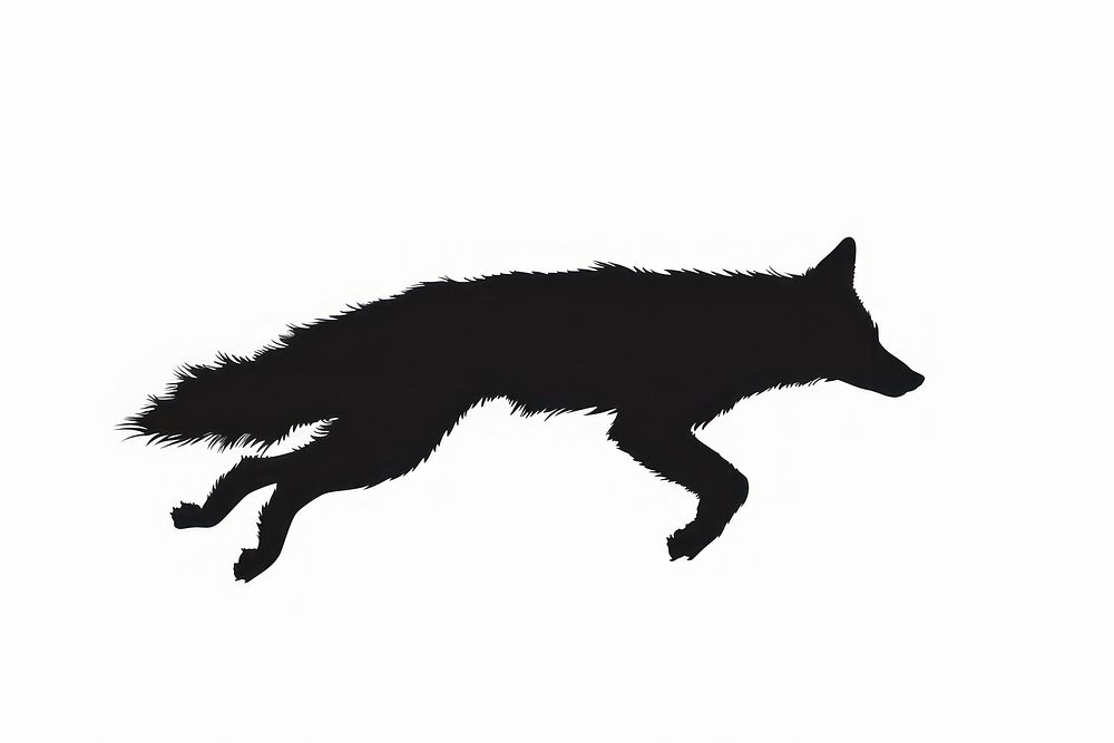 Fox jump silhouette animal coyote mammal.