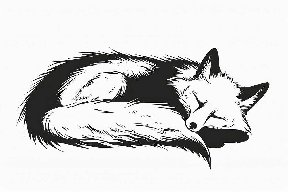 Fox sleep silhouette art illustrated wildlife.