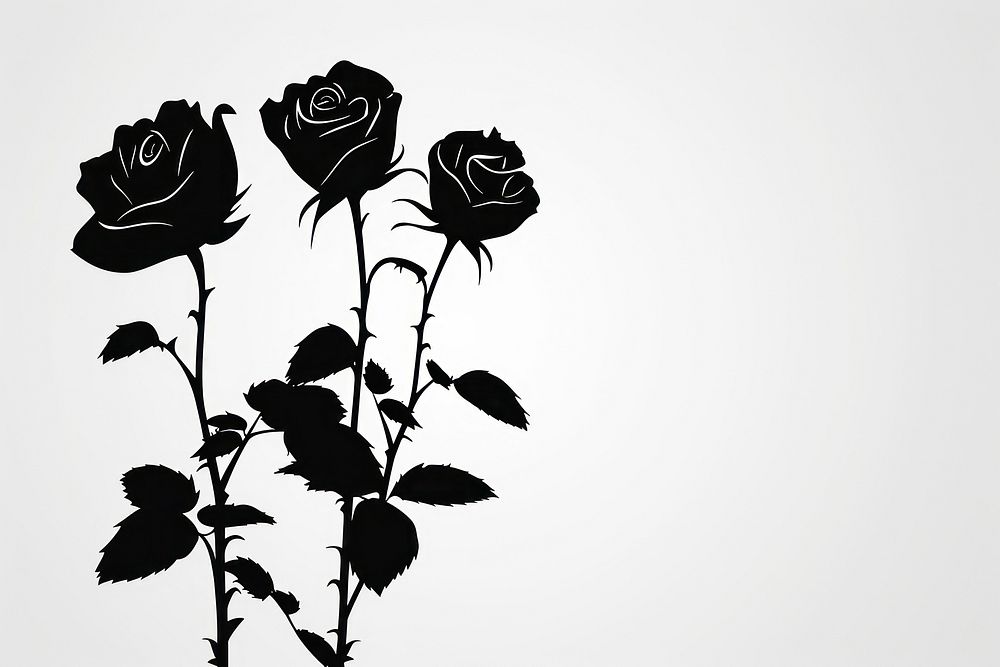 Flat rose flower silhouette clip art plant white inflorescence.