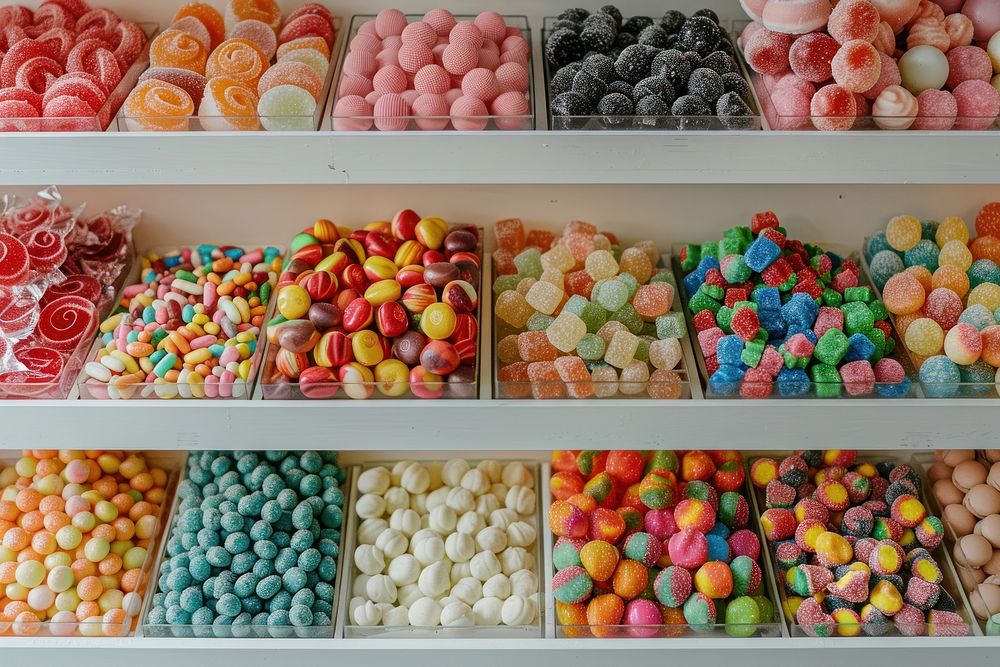 Candies on the shelve confectionery sweets candy.
