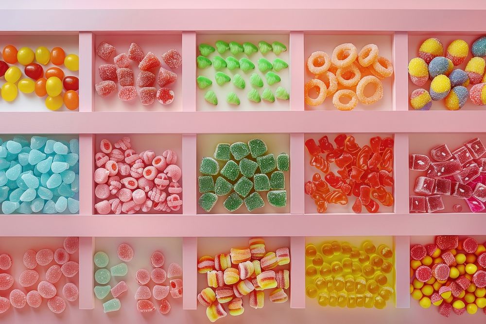 Candies on the shelve confectionery sweets candy.