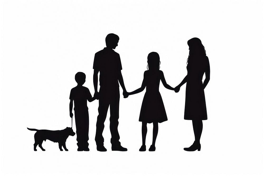 Happy family silhouette clothing footwear apparel.