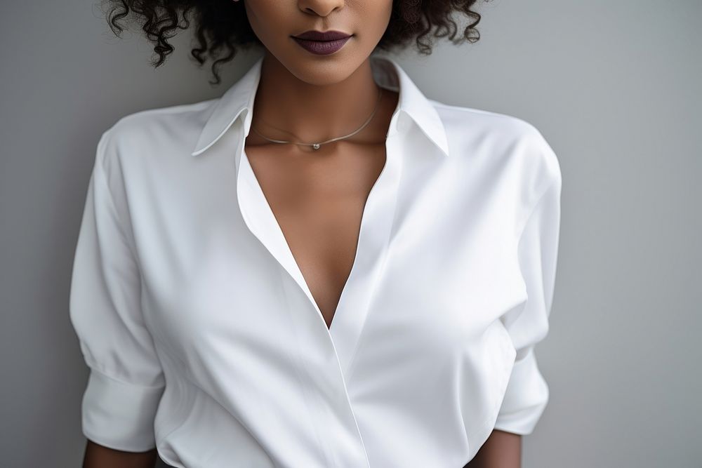 Black Woman natural wear white fashion clothes casual dress code office blouse accessories accessory.