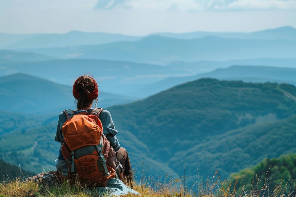 Active hiker enjoying view backpacking | Free Photo - rawpixel