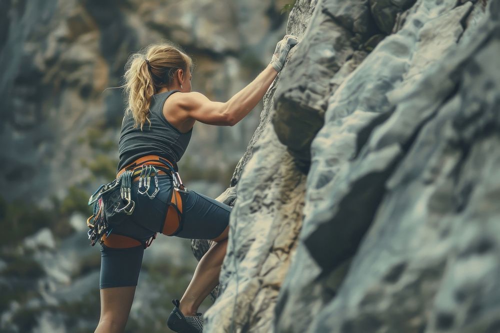 Extream woman Climber outdoors climbing recreation.