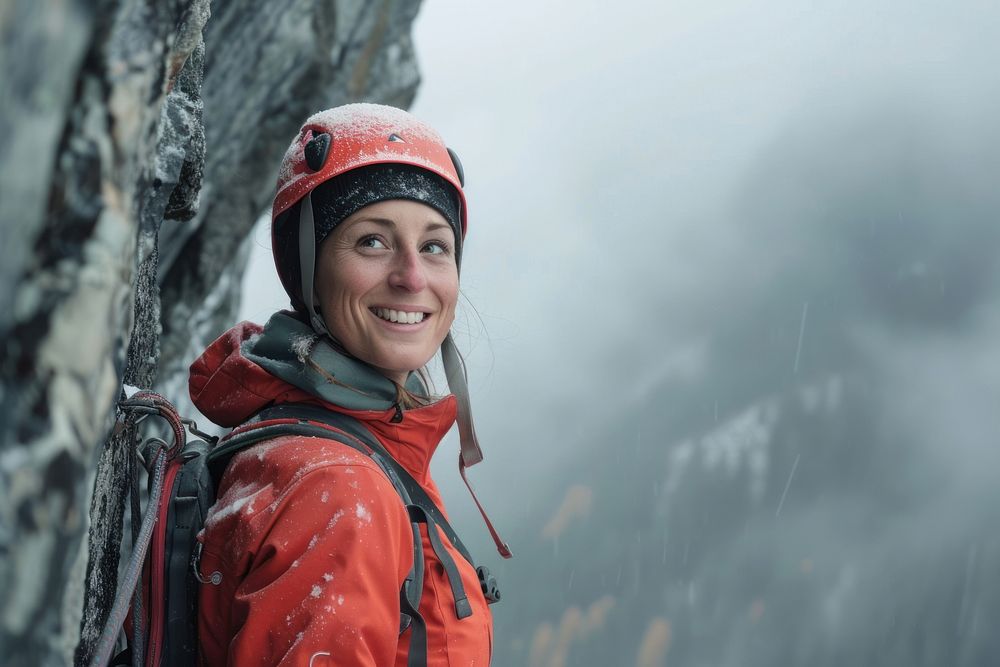 Extream woman Climber outdoors happy photo.