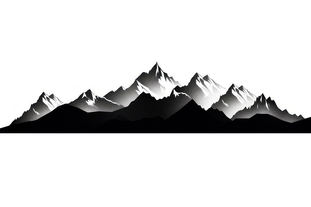 Mountain range borders silhouette clip art landscape panoramic outdoors.