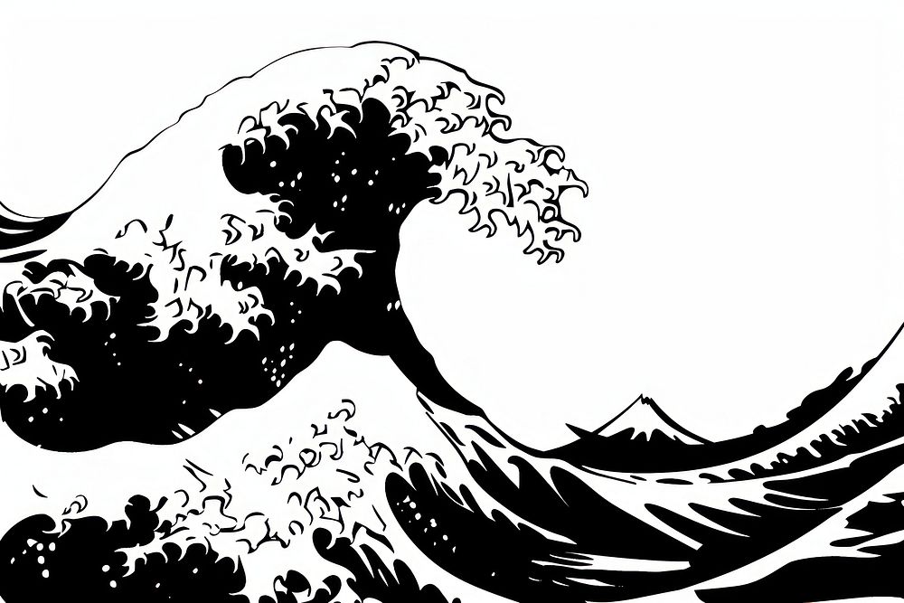Ocean wave silhouette art illustrated graphics.