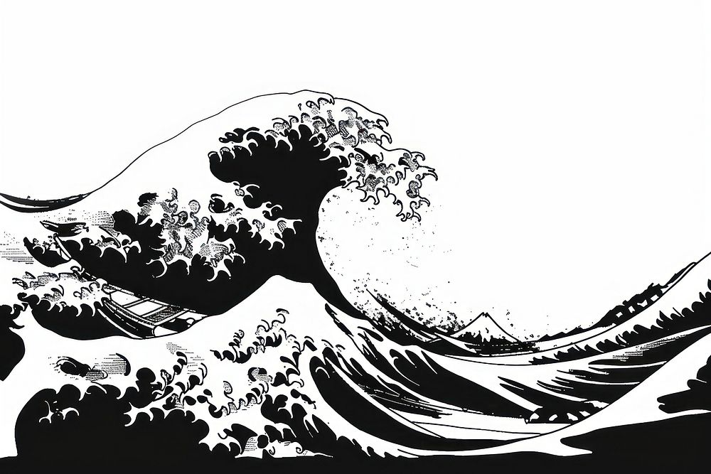 Ocean wave silhouette art illustrated graphics.