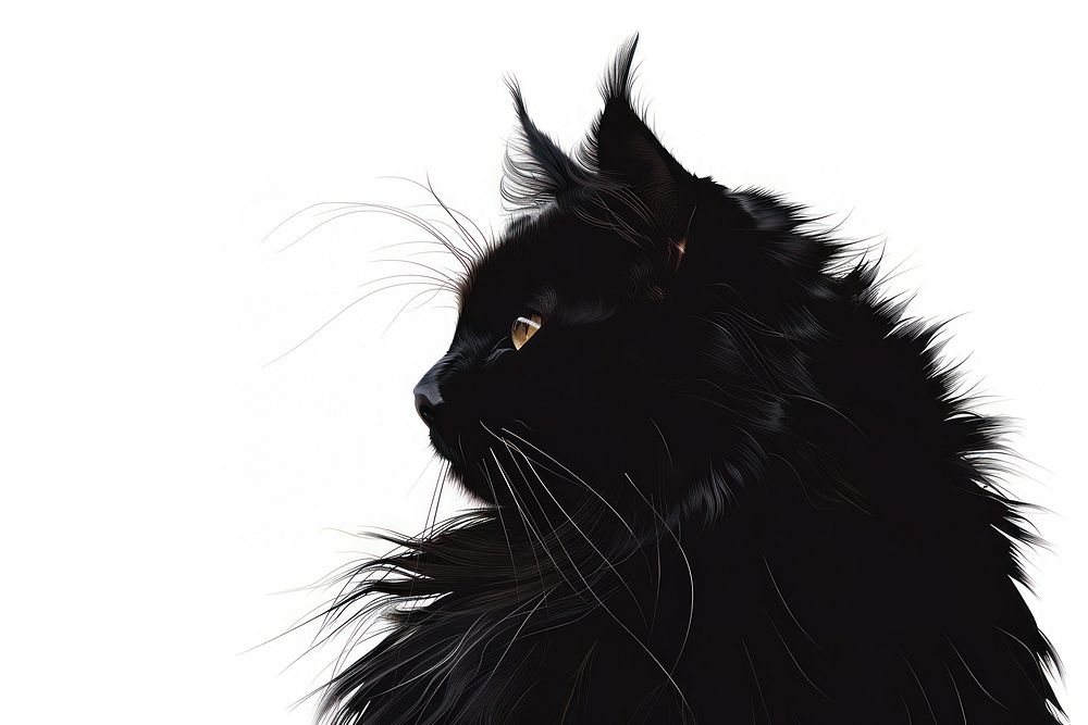Maincoon cat silhouette clip art mammal animal black.