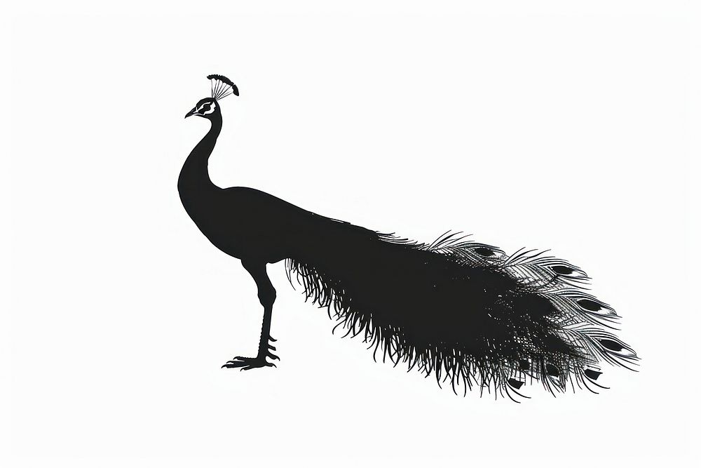 Peacock silhouette clip art animal bird white background.