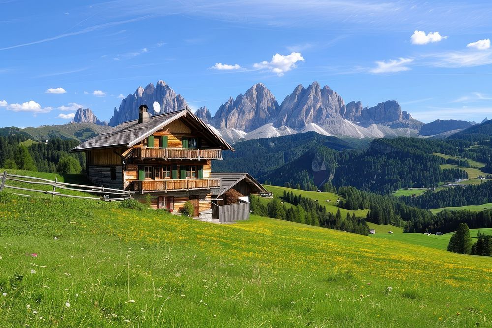 The dolomites architecture countryside landscape.