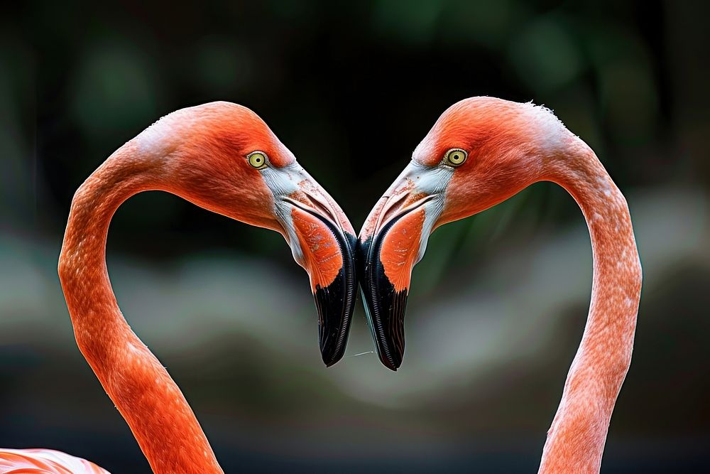 Two flamingos beak animal bird.