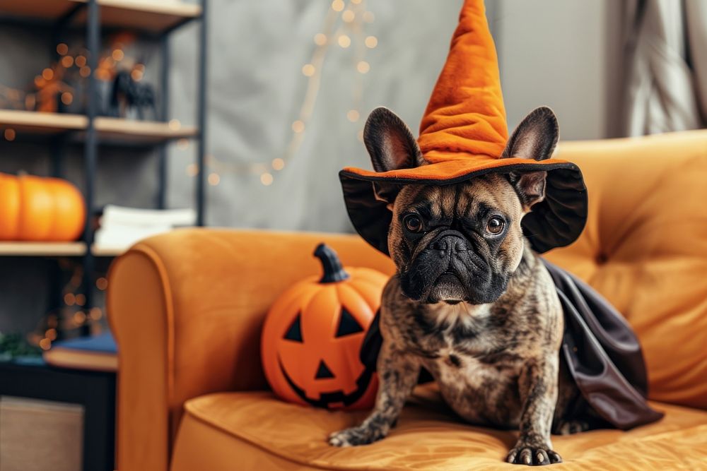 Dog dressed in halloween costume festival animal canine.