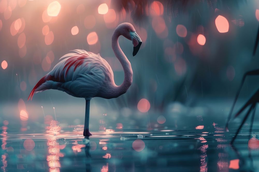 Flamingo standing in water animal bird.