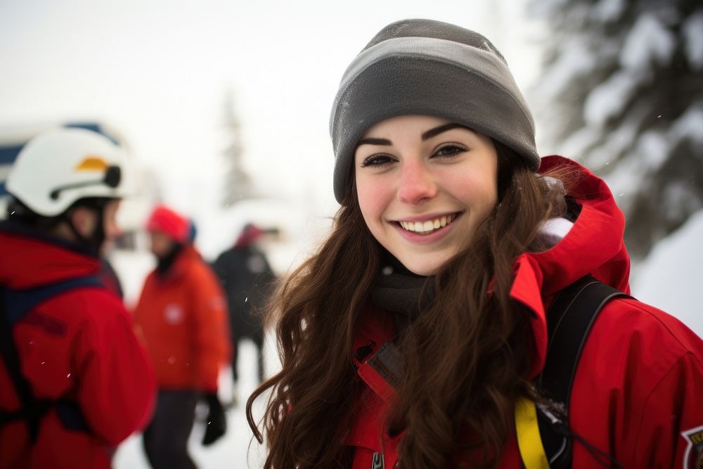 Female ski adventure portrait outdoors.
