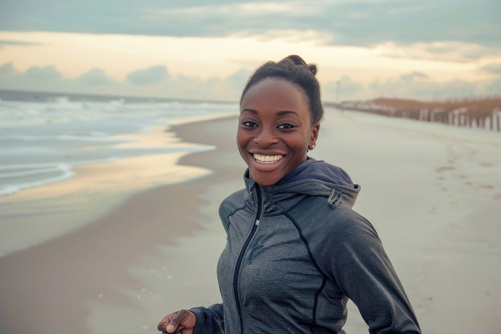 African american female photo happy beach.