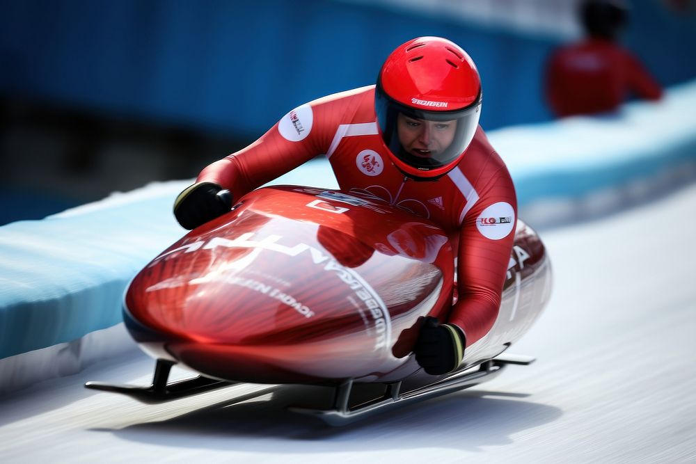Luge sport sports helmet competition.