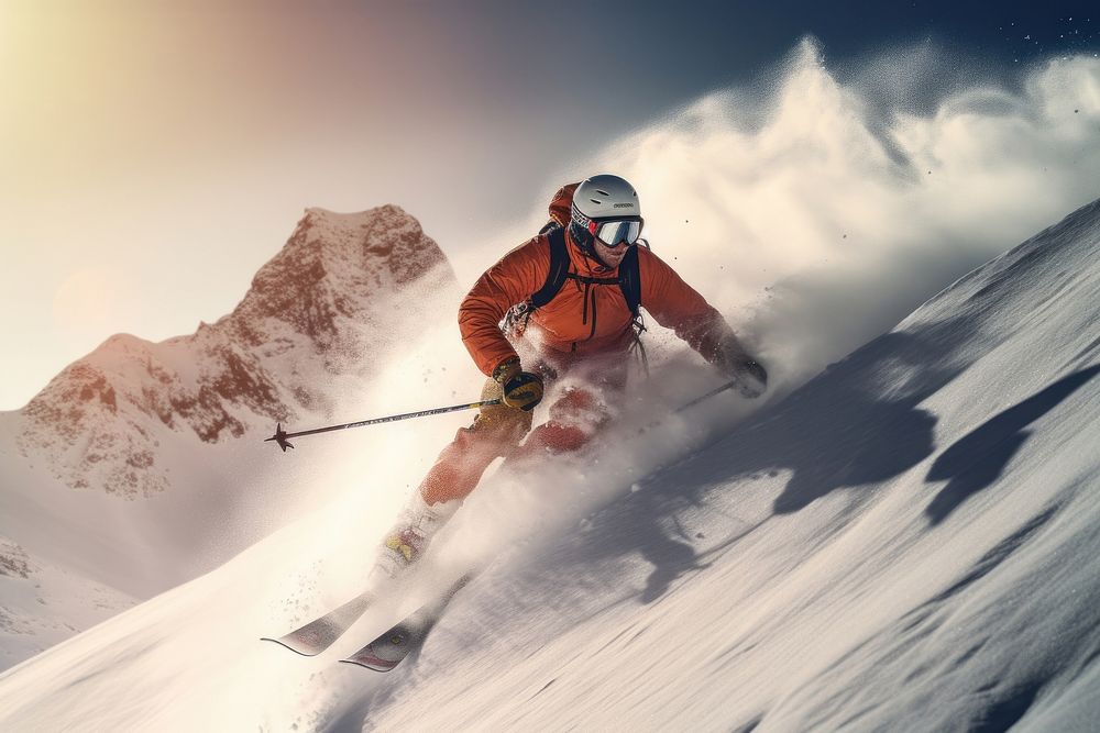 Man skier recreation outdoors sports.