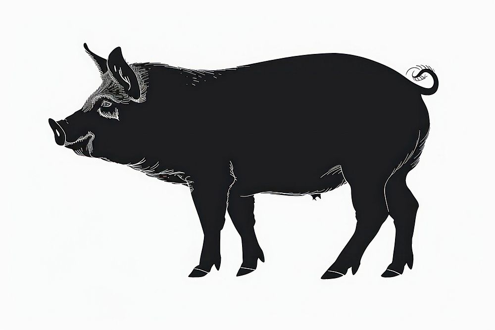 Pig silhouette wildlife animal mammal.