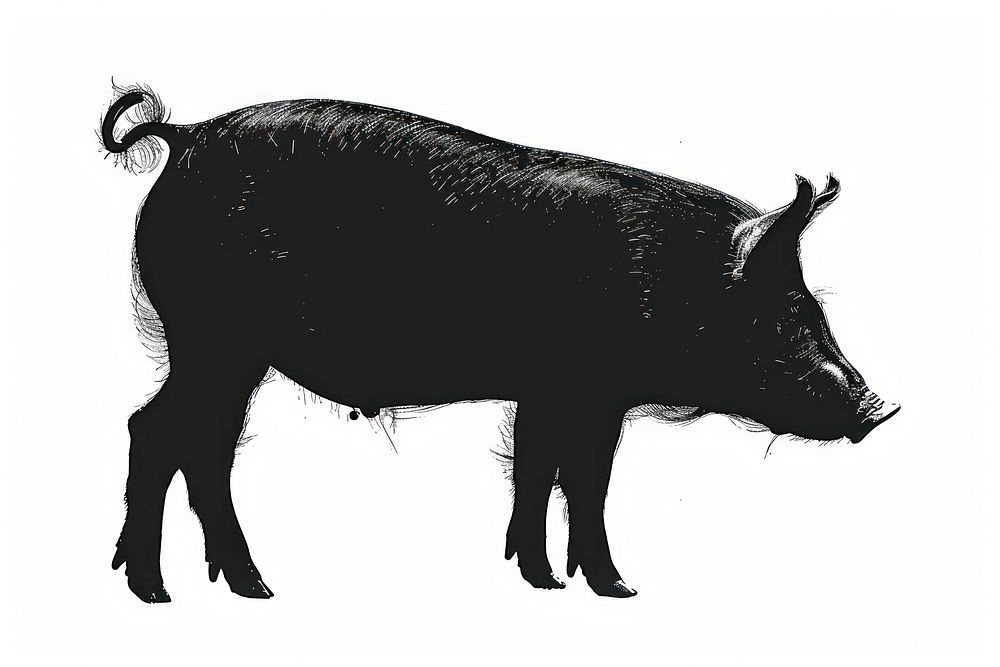 Pig silhouette livestock wildlife animal.