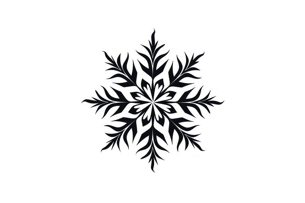 Snowflake black silhouette clip art pattern white white background.