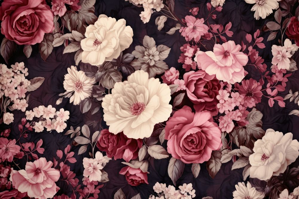 Victorian floral fabric texture graphics blossom pattern.