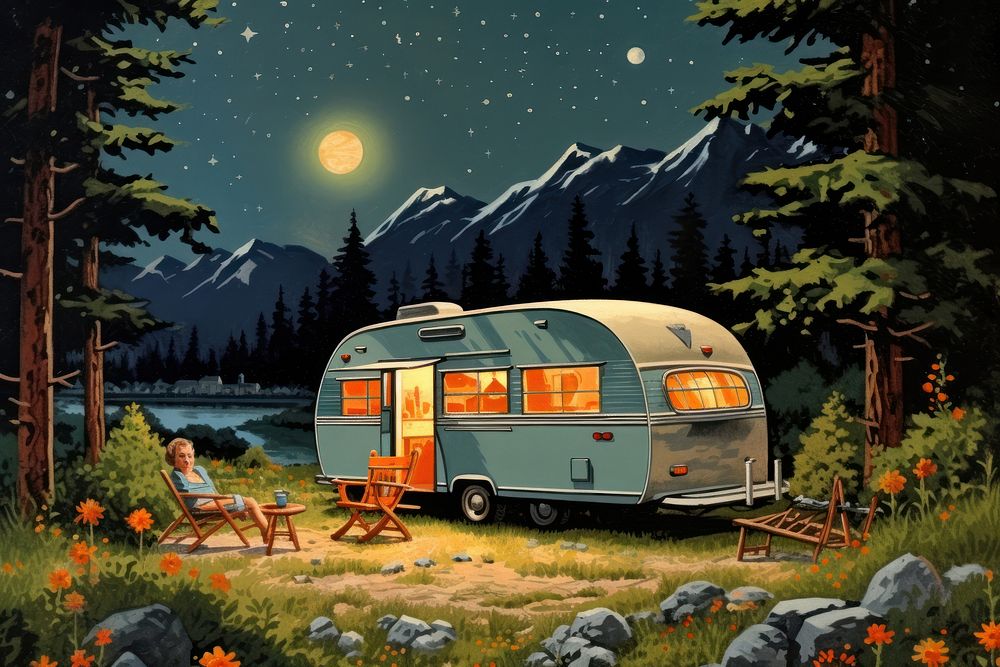 Camping outdoors vehicle nature.
