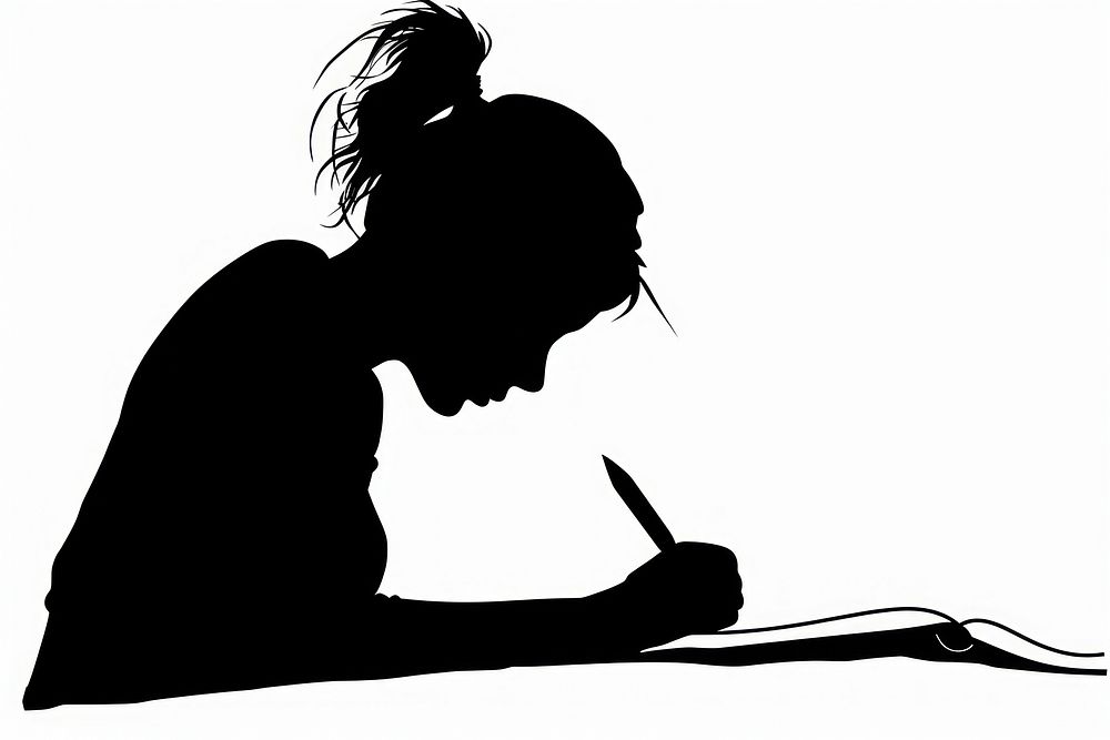 Writing silhouette clip art female person adult.