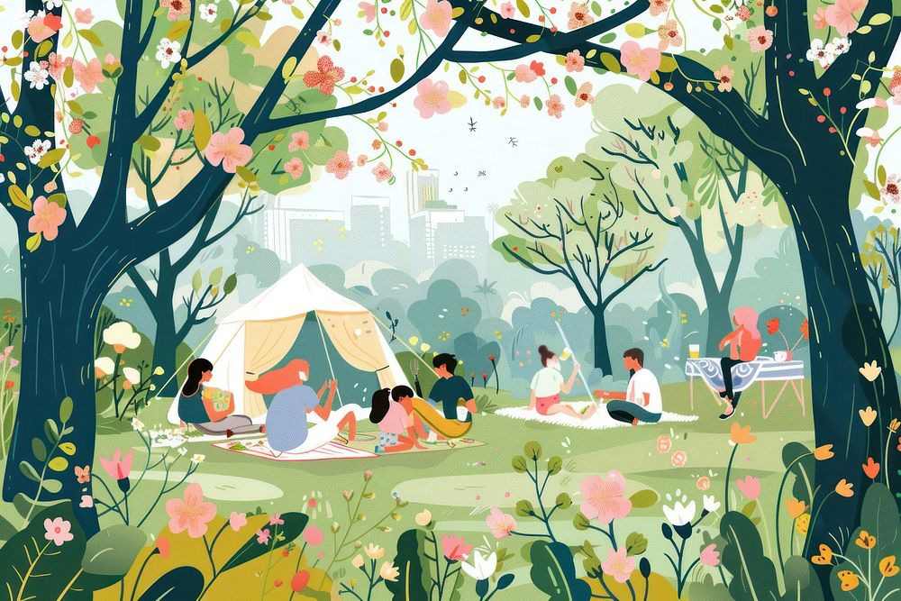 Nature tent outdoors painting.