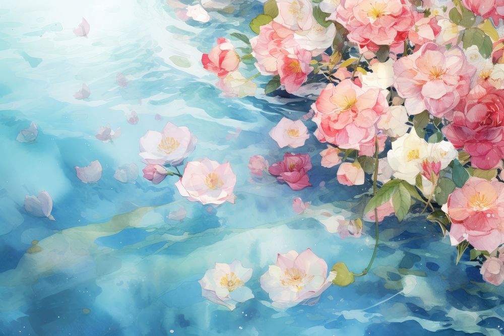 Boutique flowers water painting outdoors.