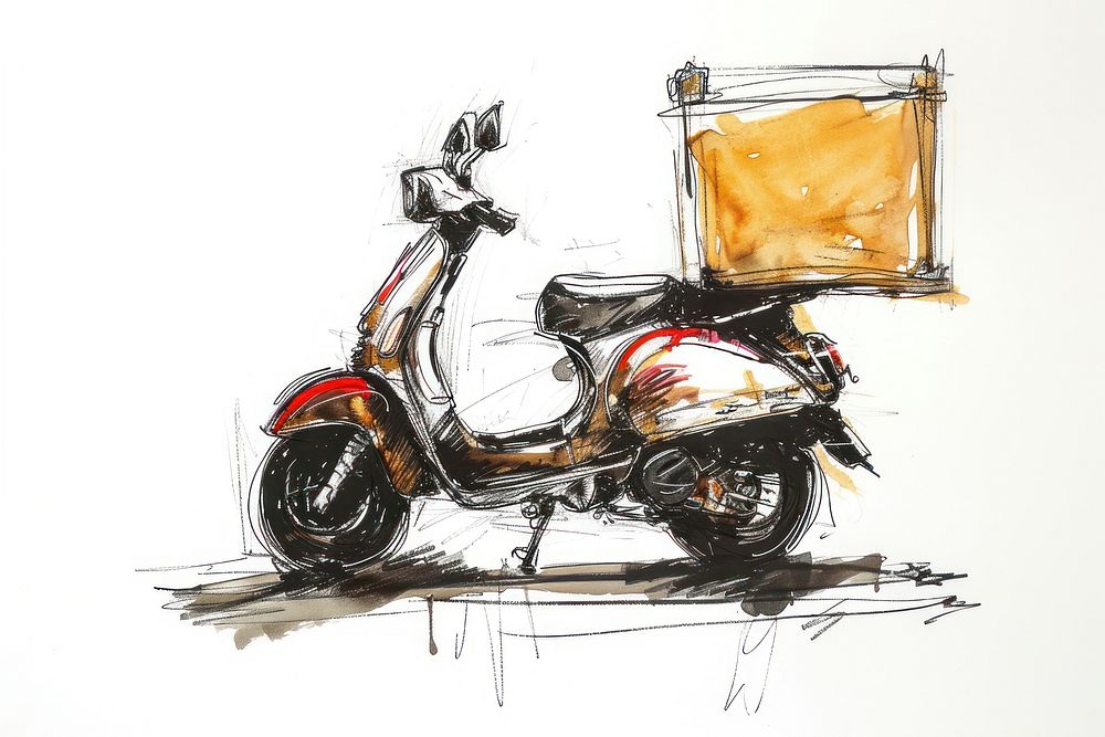 Food delivery drawing art transportation.