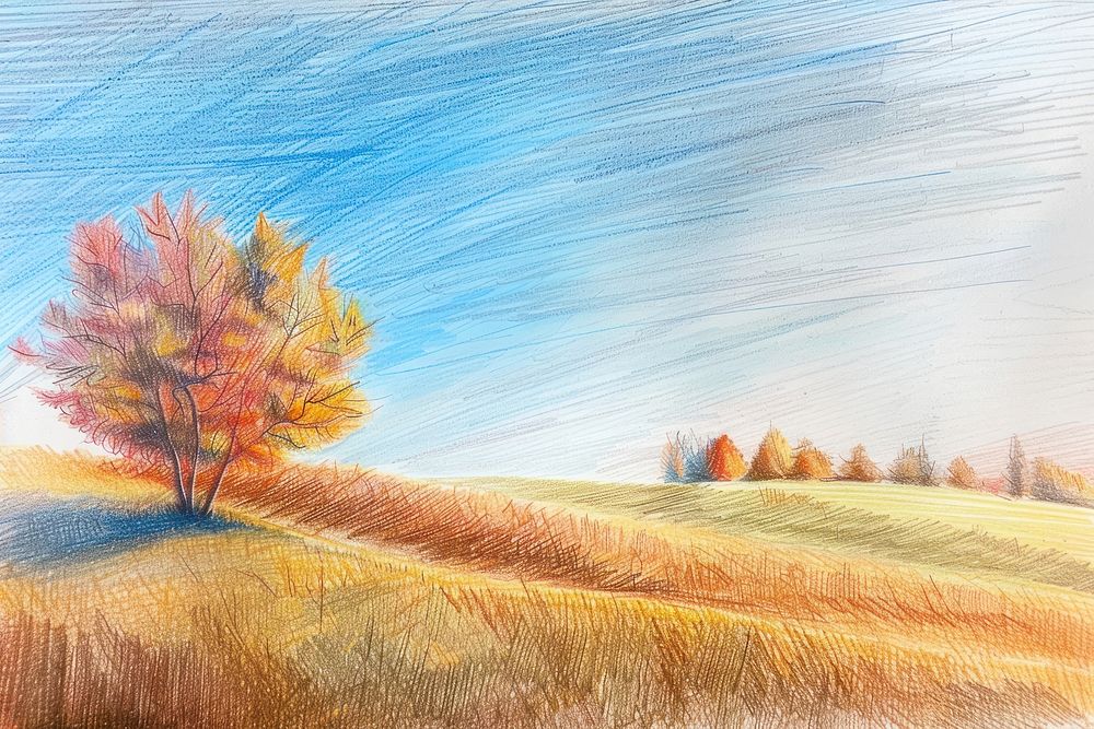 Autumn landscape outdoors painting scenery.
