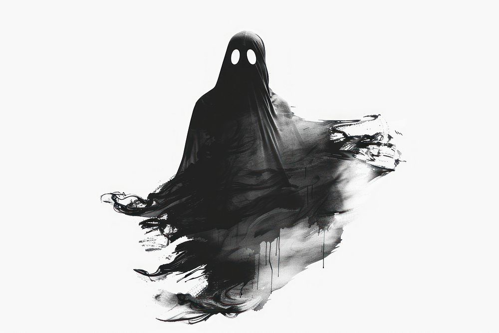 Cute ghost silhouette clip art illustrated clothing fashion.