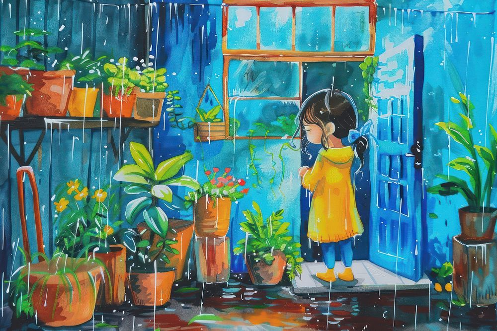 Garden painting female person.