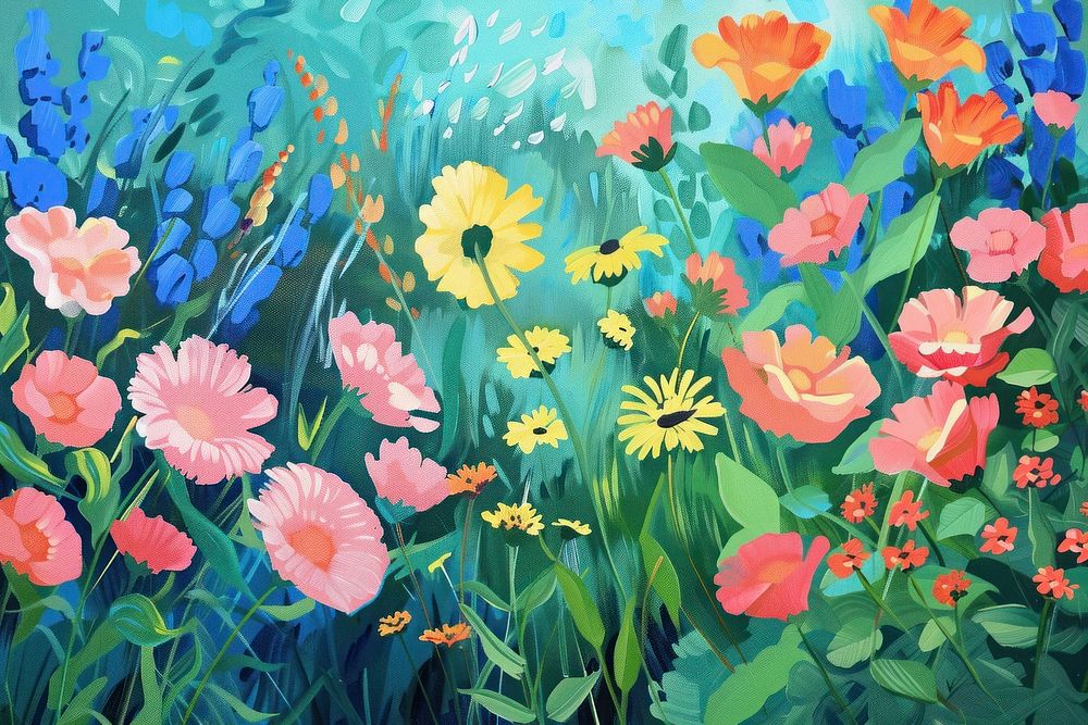 Garden asteraceae painting outdoors.