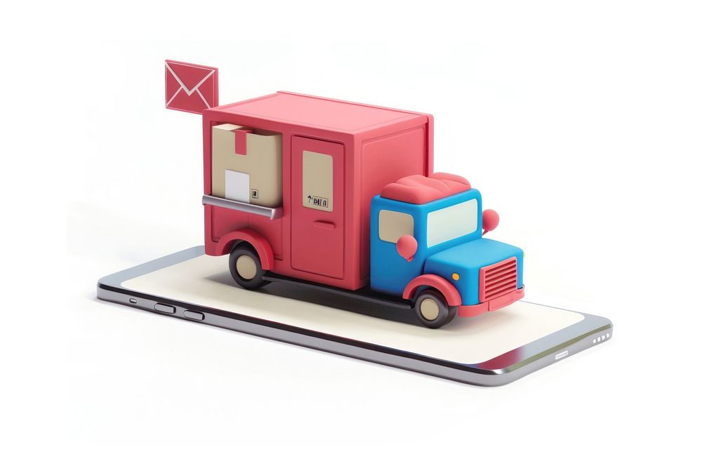 Online delivery on phone transportation vehicle toy.