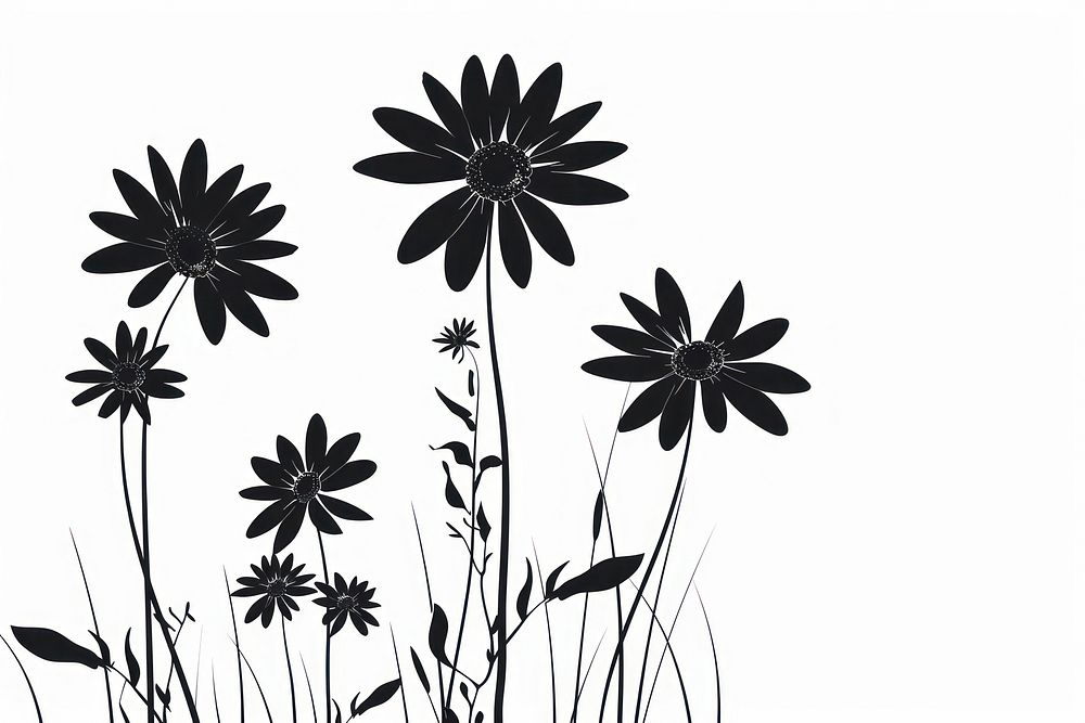 Daisy silhouette clip art asteraceae blossom flower.