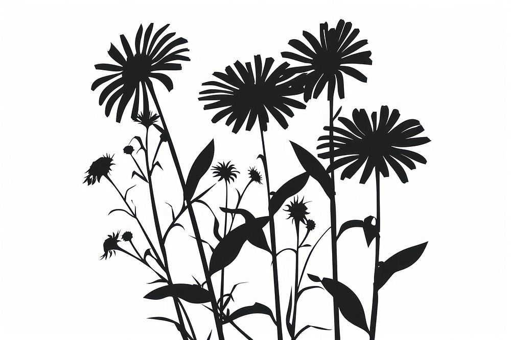 Daisy silhouette clip art illustrated asteraceae blossom.