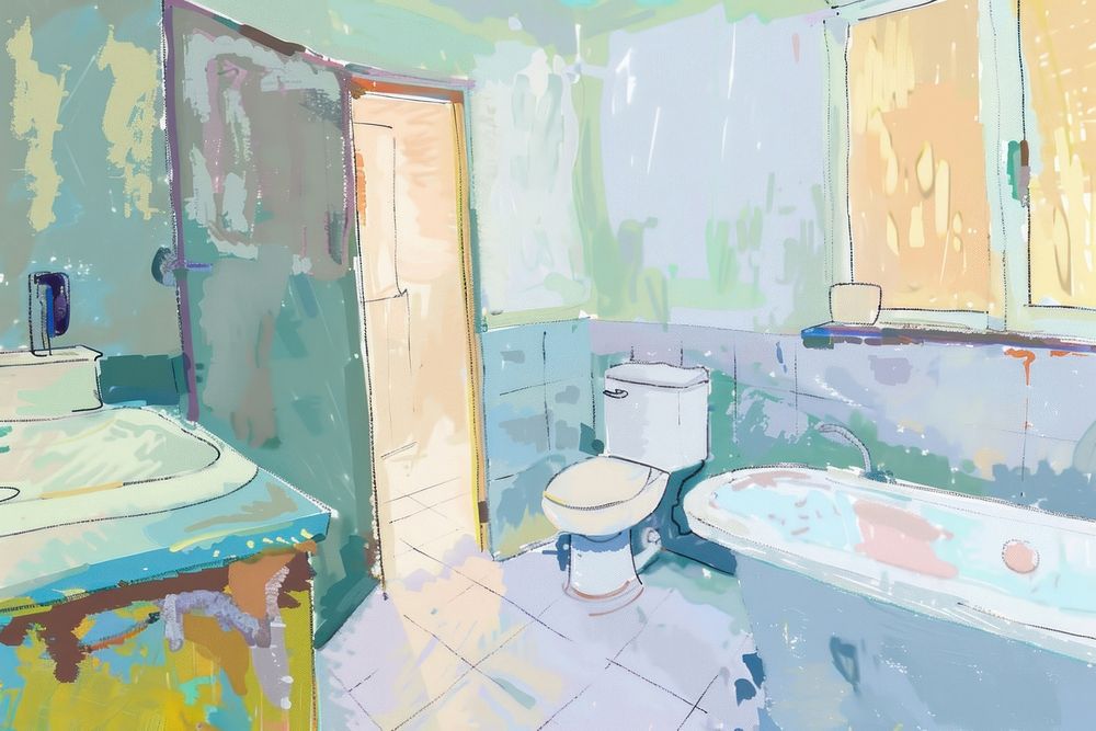 Bathroom painting bathing indoors.