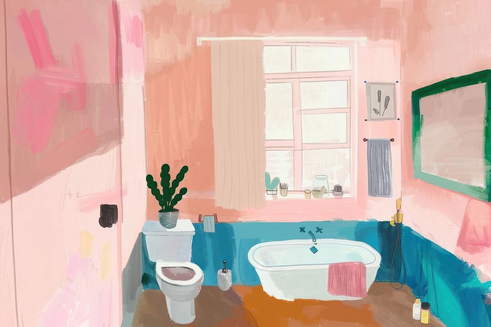 Bathroom furniture painting bathing.