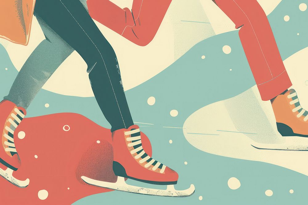 Ice skating scene clothing footwear graphics.