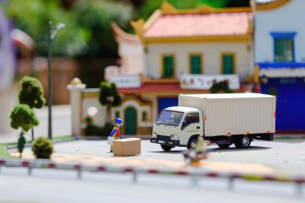 Delivery transportation cardboard vehicle.