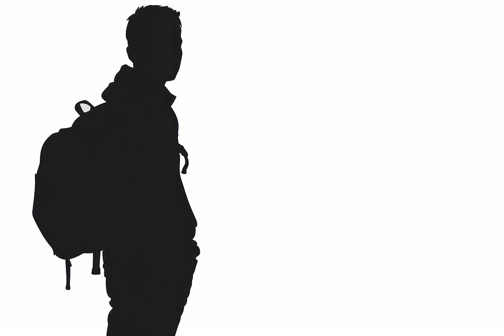 One of student silhouette clip art backpack person human.